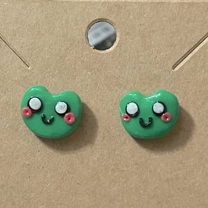 Clay frog earrings